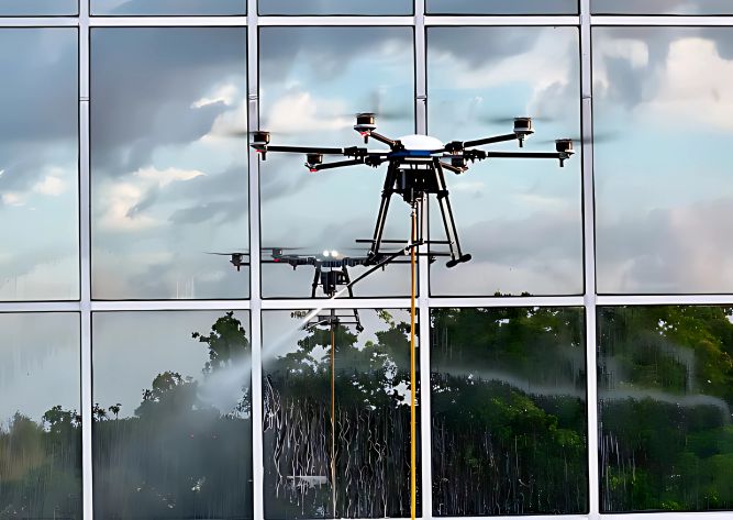 Drone Cleaning Windows